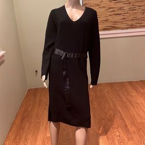 Rudsak Black Wool Knit Sweater Dress With Ribbon Cinch Belt Size L